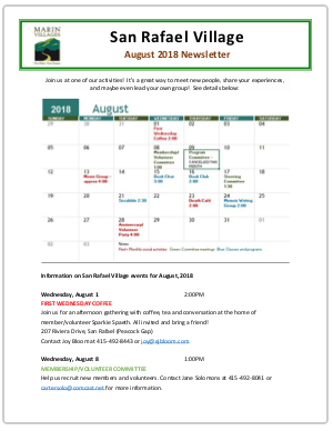 San Rafael Village - Aug 2018 Newsletter newsletter