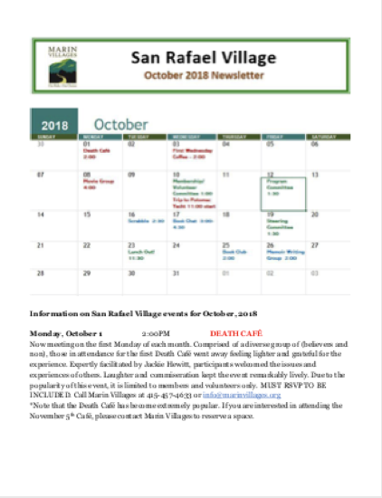 San Rafael Village - October 2018 Newsletter newsletter