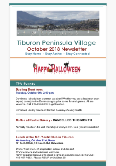 Tiburon Peninsula Village - October 2018 Newsletter newsletter