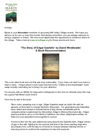 Mill Valley Village - November 2018 Newsletter newsletter