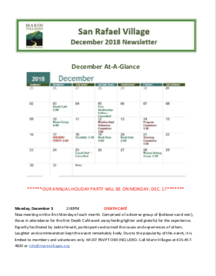 San Rafael Village - December 2018 Newsletter newsletter